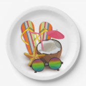 Vintages Tropical Beach Party Babydusche Pappteller (Vorderseite)