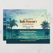 Vintages Tropical Beach Party Einladung (Vorne/Hinten)