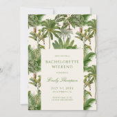 Vintages Tropical Palm Tree Muster Bachelorette Einladung (Vorderseite)