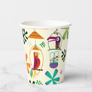 Vintages Tropical Tiki Birds Summer Luau Party Pap Pappbecher