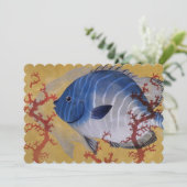 Vintages tropisches blaues Meer Einladung (Stehend Vorderseite)