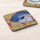 Vintages tropisches blaues Meer Getränkeuntersetzer (Linke Seite)