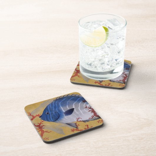 Vintages tropisches blaues Meer Getränkeuntersetzer (Rechte Seite)