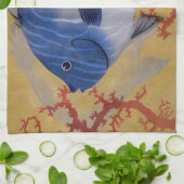 Vintages tropisches blaues Meer Küchentuch (Gefaltet)