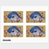 Vintages tropisches blaues Meer Rechteckiger Aufkleber (Blatt)