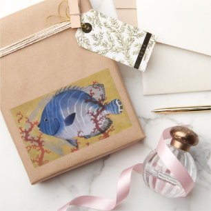 Vintages tropisches blaues Meer Rechteckiger Aufkleber