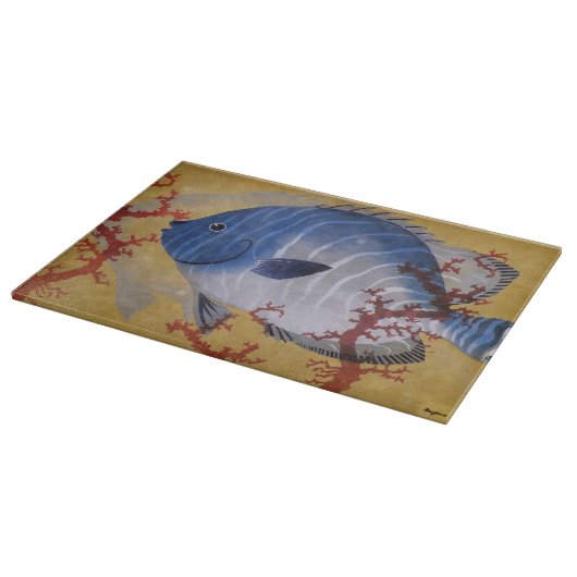 Vintages tropisches blaues Meer Schneidebrett (Ecke)