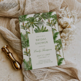 Vintages tropisches Brautparty mit Palmbaummuster Einladung