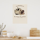 Vintages Tropisches Coconut & Hibiskus Hochzeitsba Poster (Küche)