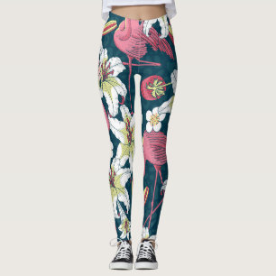 Vintages tropisches Flamingoes Lilies Pattern Leggings
