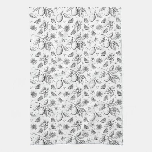 Vintages tropisches FruchtZitronenmuster Geschirrtuch (Vertikal)