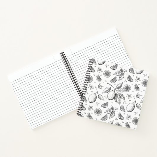Vintages tropisches FruchtZitronenmuster Notizblock (Innenseite)