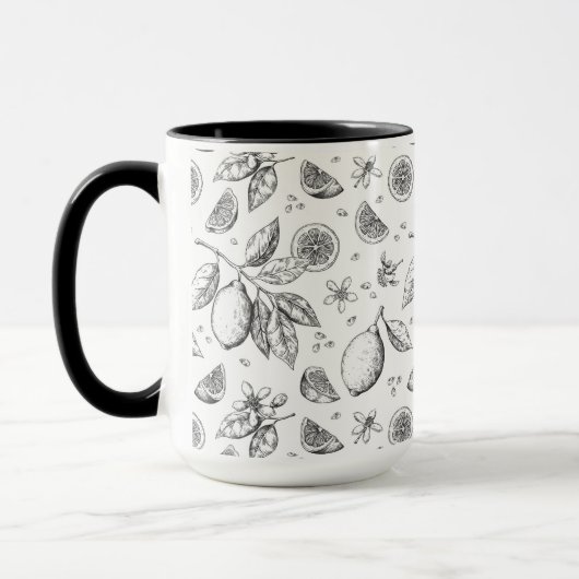 Vintages tropisches FruchtZitronenmuster Tasse (Links)