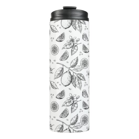 Vintages tropisches FruchtZitronenmuster Thermosbecher (Vorderseite)