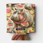 Vintages tropisches Hippopotamusmuster Dosenkühler (Rückseite)