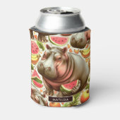 Vintages tropisches Hippopotamusmuster Dosenkühler (Kanne Rückseite)