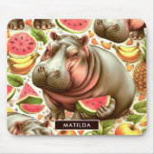 Vintages tropisches Hippopotamusmuster Mousepad (Vorne)