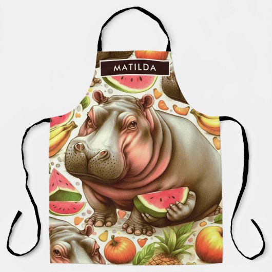 Vintages tropisches Hippopotamusmuster Schürze (Vorderseite)