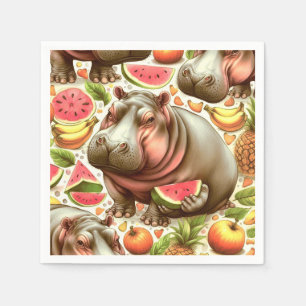 Vintages tropisches Hippopotamusmuster Serviette