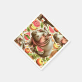 Vintages tropisches Hippopotamusmuster Serviette (Ecke)