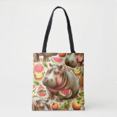 Vintages tropisches Hippopotamusmuster Tasche (Vorderseite)