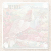 Vintages tropisches Kakadu Glasuntersetzer (Rückseite)