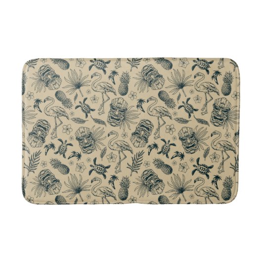 Vintages tropisches Muster Badematte (Vorderseite)