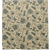 Vintages tropisches Muster Duschvorhang (Vorderseite)