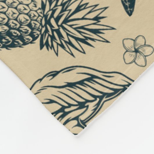 Vintages tropisches Muster Fleecedecke (Ecke)