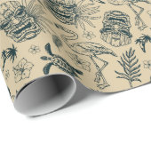 Vintages tropisches Muster Geschenkpapier (Rolleneckpunkt)