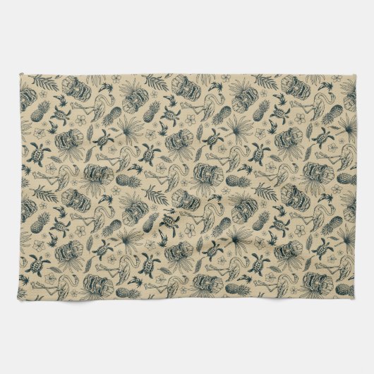 Vintages tropisches Muster Geschirrtuch (Horizontal)