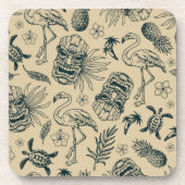 Vintages tropisches Muster Getränkeuntersetzer (Vorderseite)