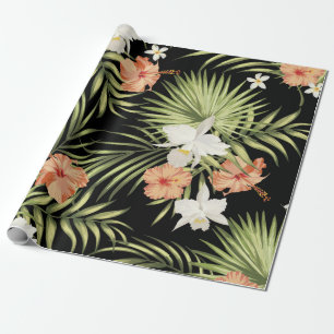 Vintages tropisches Muster mit Blume des Hibiskus Geschenkpapier