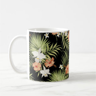 Vintages tropisches Muster mit Blume des Hibiskus Kaffeetasse