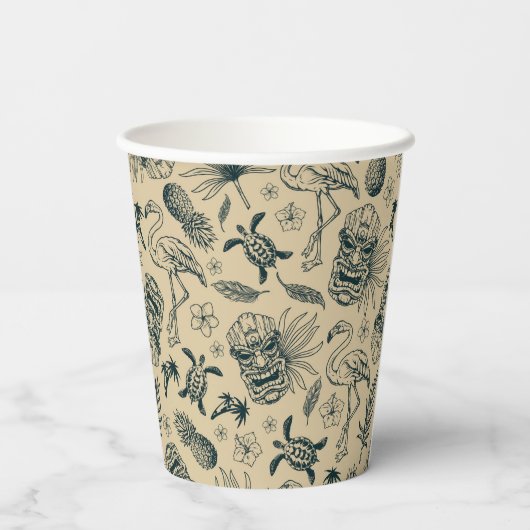 Vintages tropisches Muster Pappbecher (Rückseite)