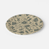 Vintages tropisches Muster Pappteller (Schrägansicht)