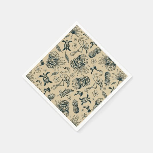 Vintages tropisches Muster Serviette (Ecke)