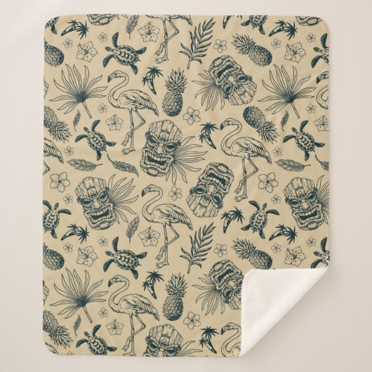 Vintages tropisches Muster Sherpadecke (Vorderseite)