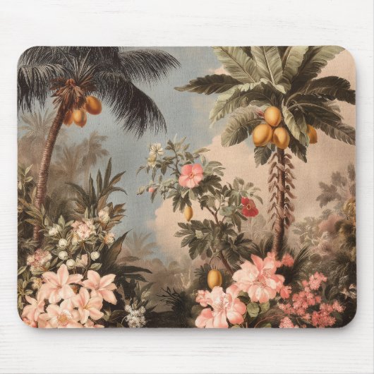 Vintages tropisches Paradies mit Palmen Mousepad (Vorne)