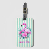 Vintages tropisches Rosa Flamingo Gepäckanhänger (Vorderseite Vertikal)