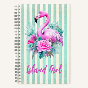 Vintages tropisches Rosa Flamingo Notizblock