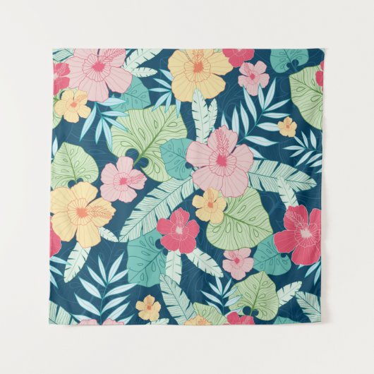 Vintages tropisches Sommerhawaiiennahtloses Muster Wandteppich (Vorderseite)