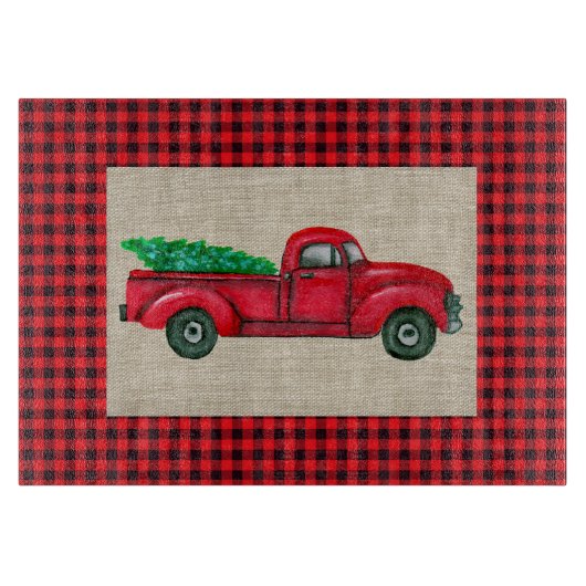 Vintages Truckschneidboard Red Christmas Tree Schneidebrett (Vorderseite)