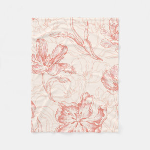 Vintages Tulip Floral Muster Fleecedecke