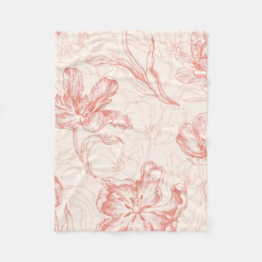 Vintages Tulip Floral Muster Fleecedecke (Vorderseite)