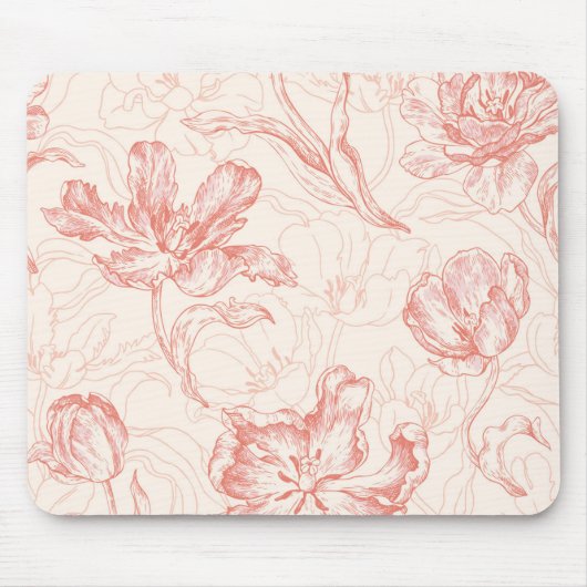 Vintages Tulip Floral Muster Mousepad (Vorne)