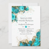 Vintages Türkis und Gold Probe Dinner Einladung (Vorderseite)