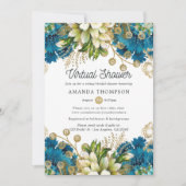 Vintages Türkis und virtuelles Brautparty Einladung (Vorderseite)