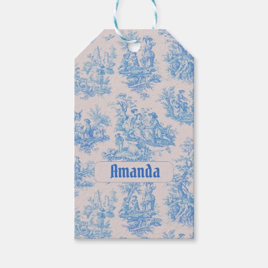 Vintages türkisblaues Jouilongramm Geschenkanhänger (Vorderseite)