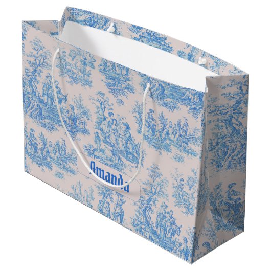 Vintages türkisblaues Jouilongramm Große Geschenktüte (Rückseite Schrägansicht)